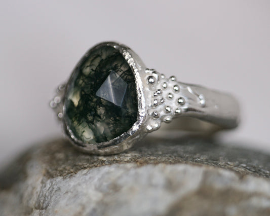 Greenman ~ Moss Agate Ring