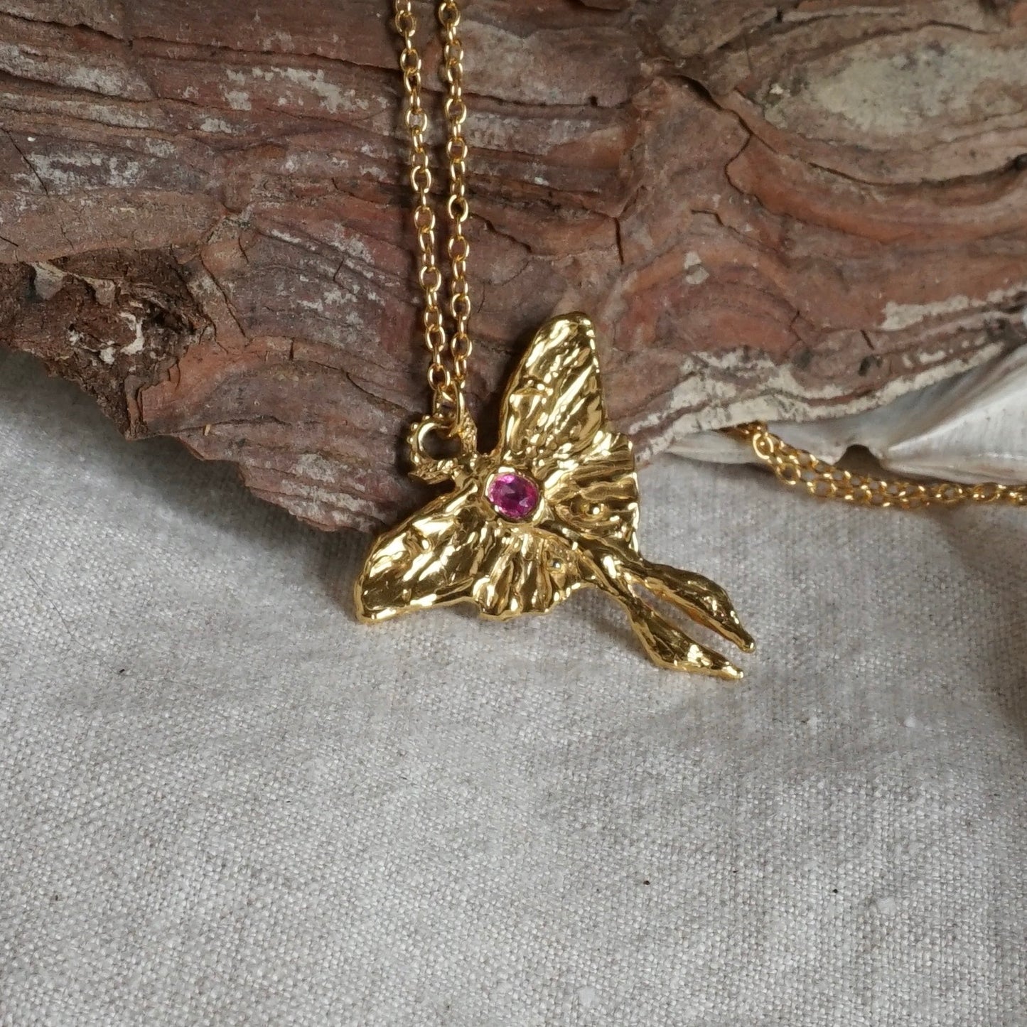 Gold Luna Moth Necklace
