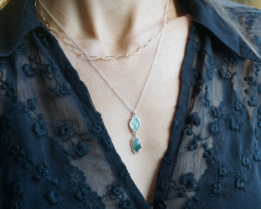 River ~ Blue Tourmaline Charm Necklace