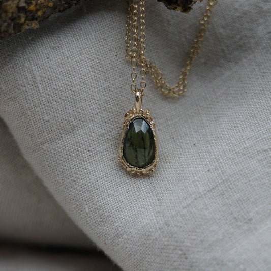 Mossy Green Tourmaline Pendant Necklace