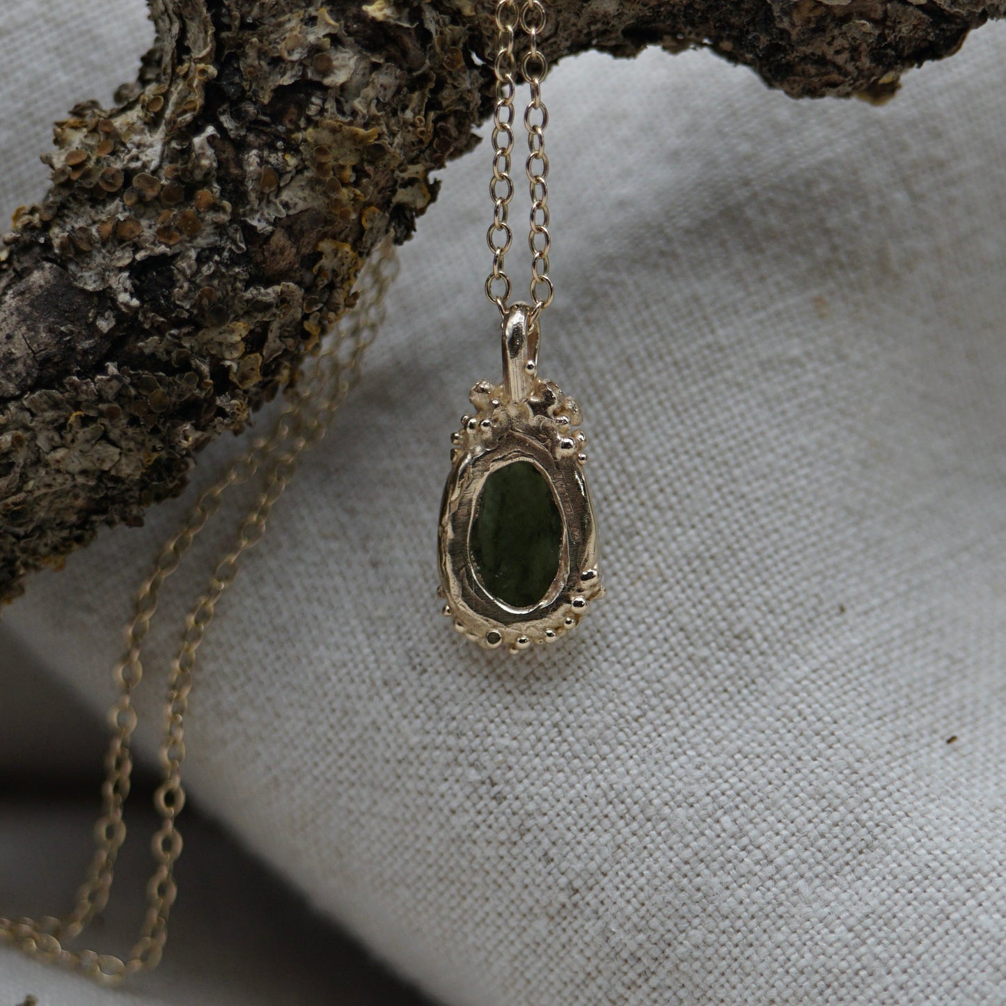 Mossy Green Tourmaline Pendant Necklace