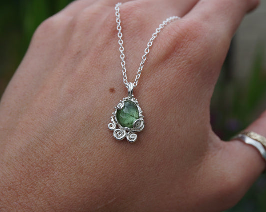 Green Tourmaline Spiral Furn Necklace