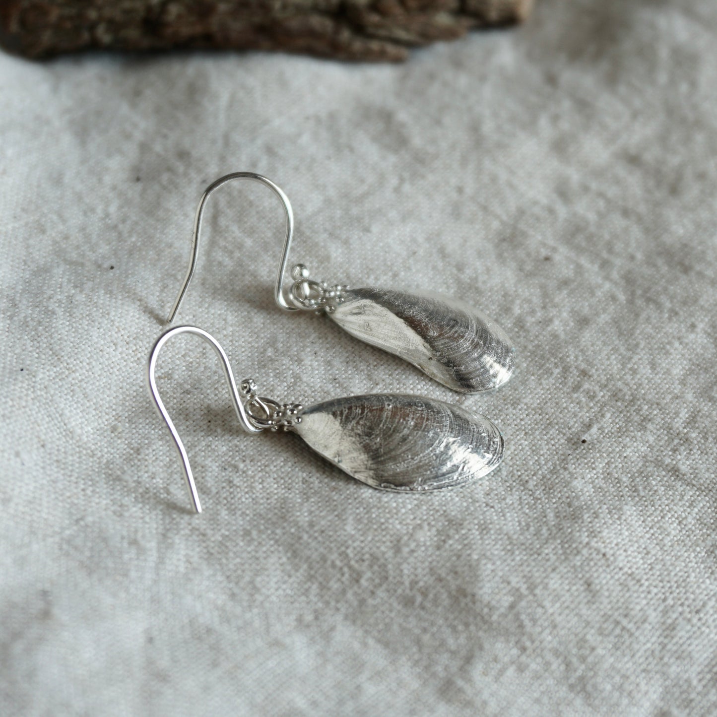 Enamelled Mussel Shell Drop Earrings