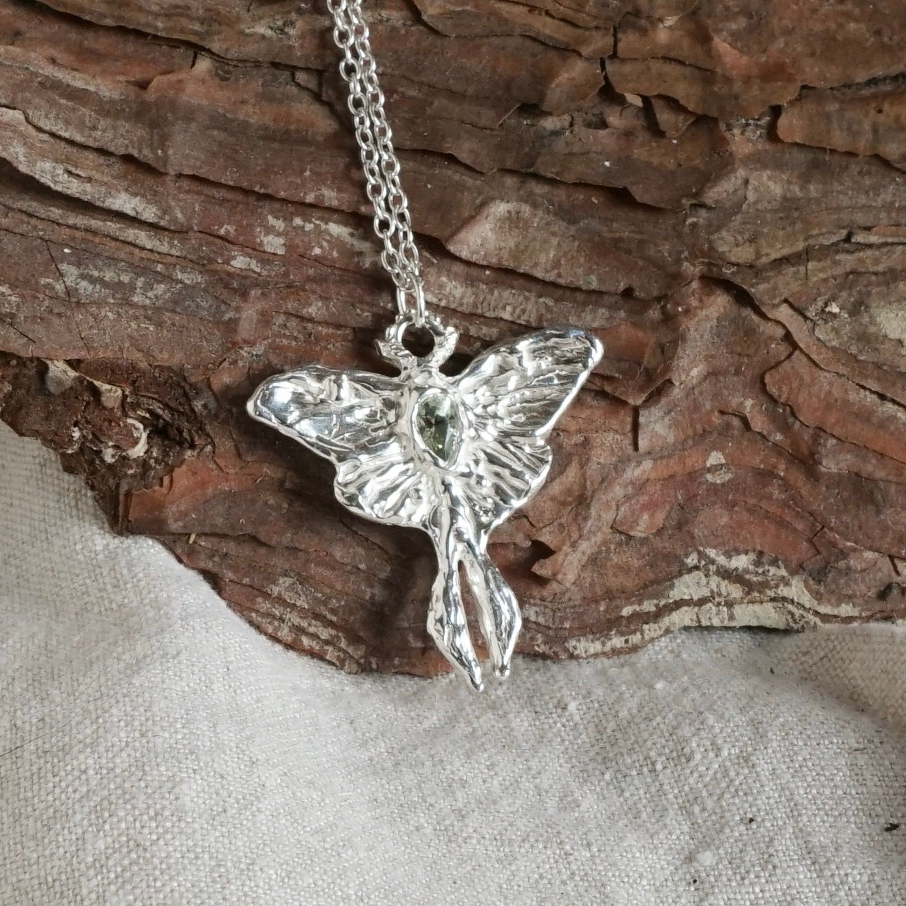 Silver Luna Moth Necklace