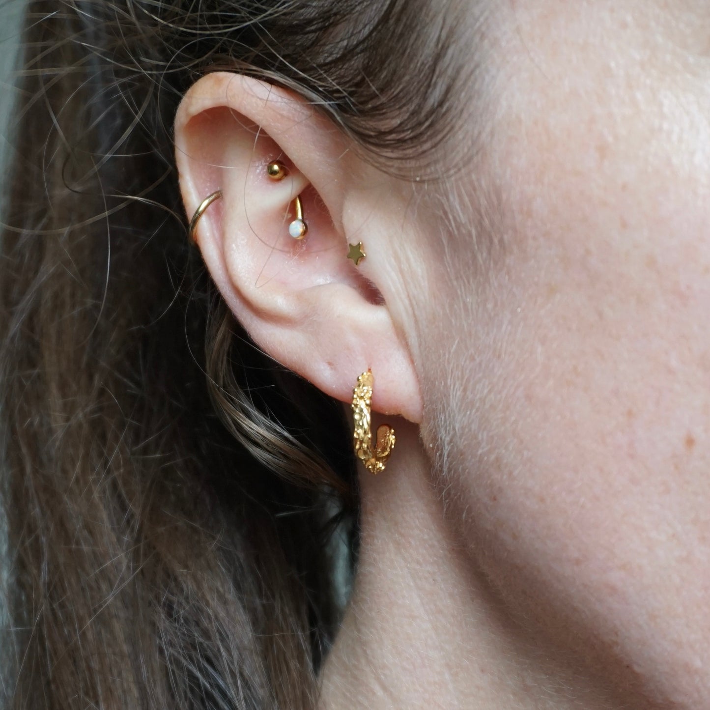Small Ancient Oak Hoop Earrings