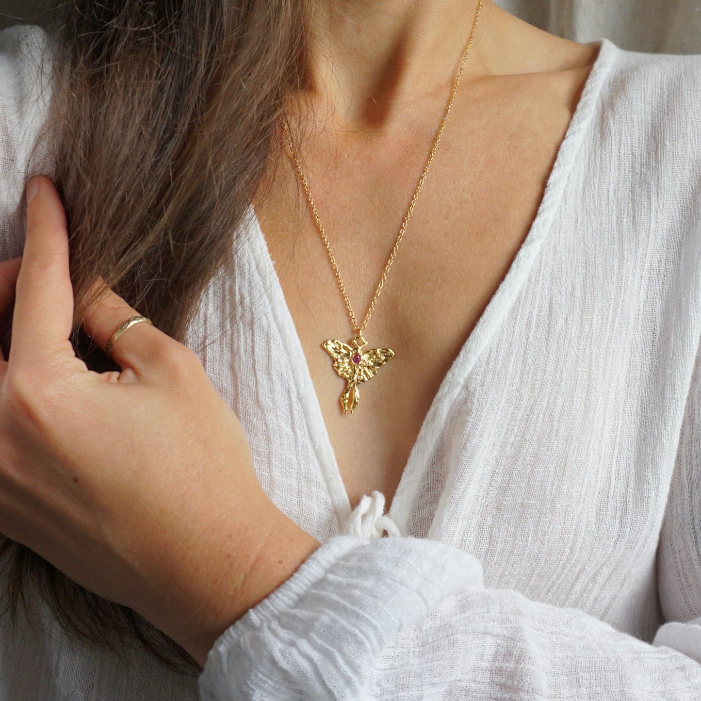 Gold Luna Moth Necklace