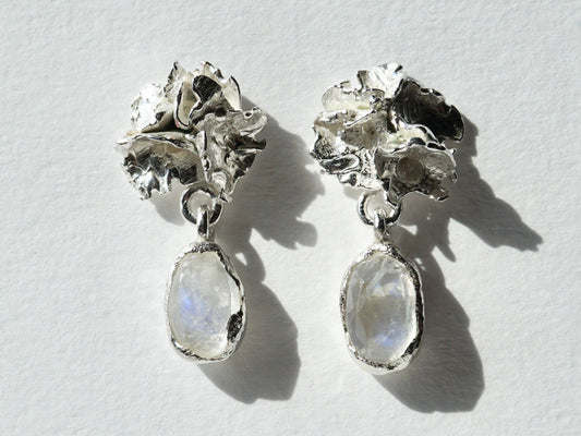 Mystic Moonstone Lichen Earrings - Melissa Yarlett Jewellery