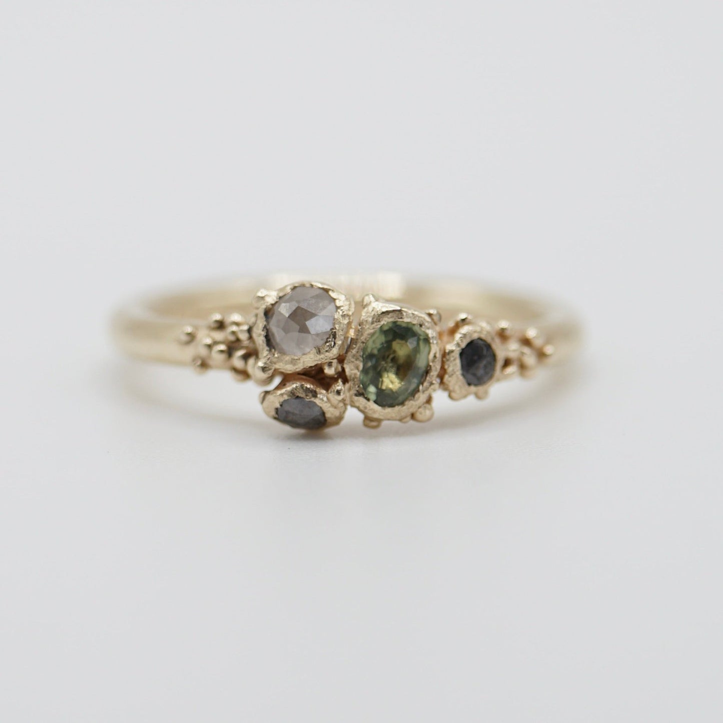 Amatheia Green Sapphire & Diamond Ring - Melissa Yarlett Jewellery