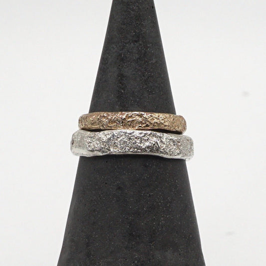 Athos Rock Textured Wedding Rings Silver - Melissa Yarlett Jewellery