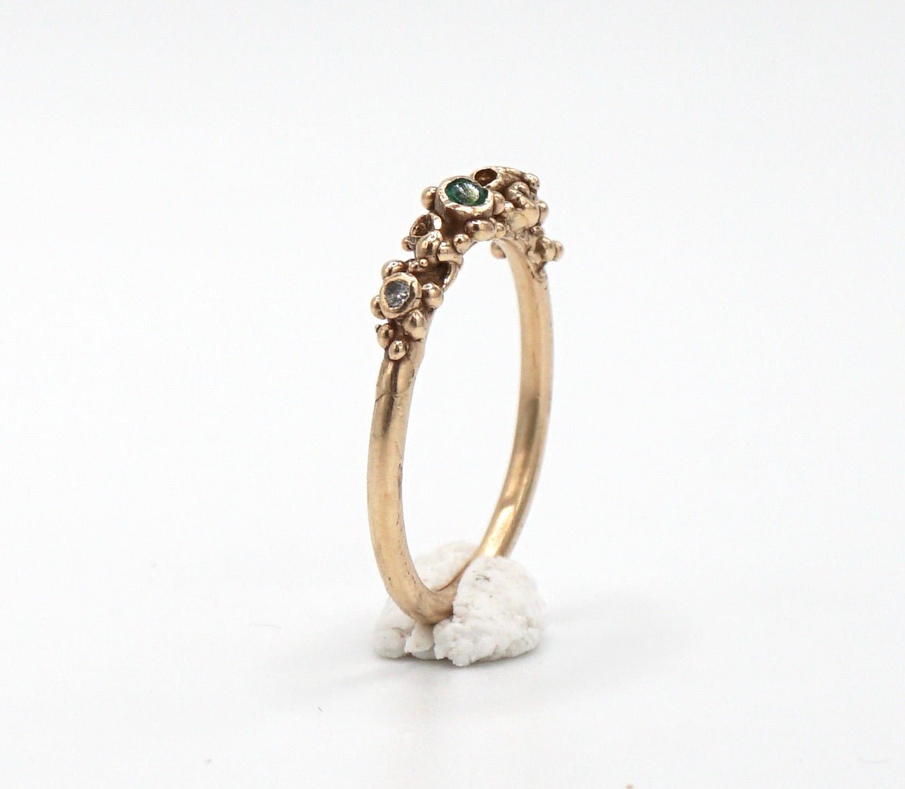 Fauna Emerald & Diamond Ring - Melissa Yarlett Jewellery