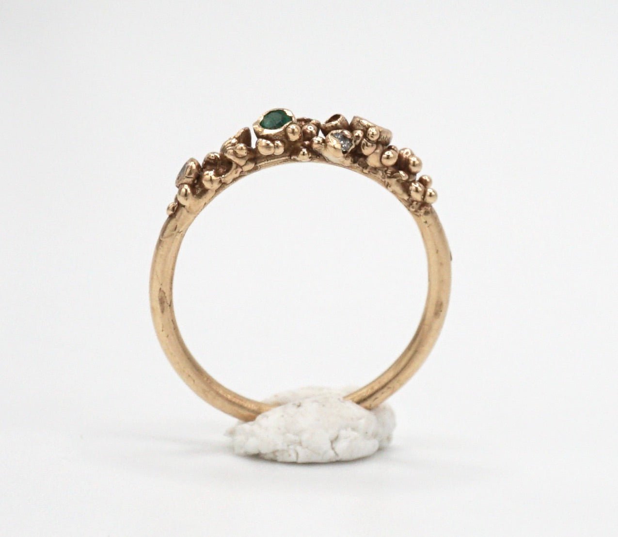Fauna Emerald & Diamond Ring - Melissa Yarlett Jewellery