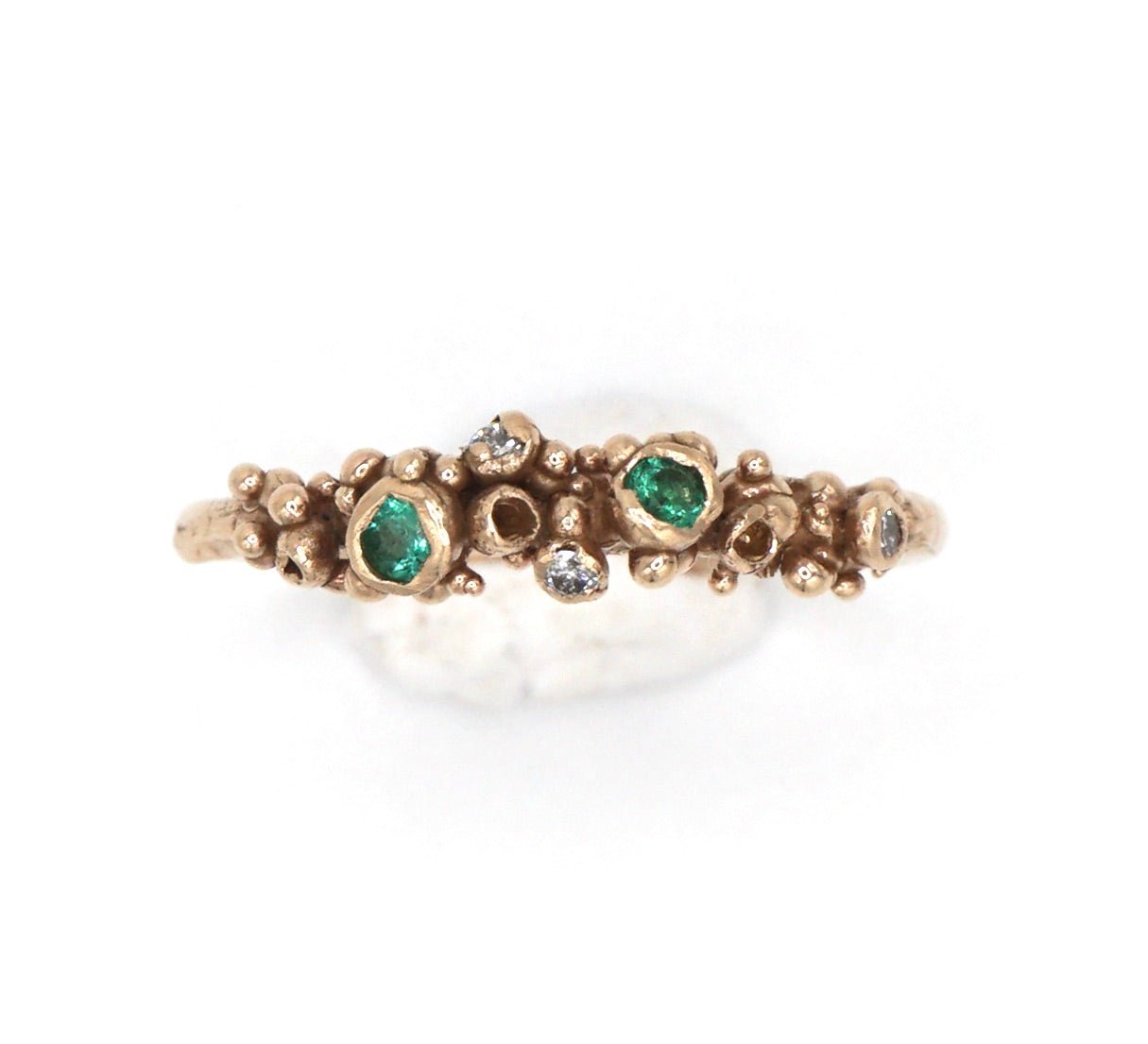 Fauna Emerald & Diamond Ring - Melissa Yarlett Jewellery