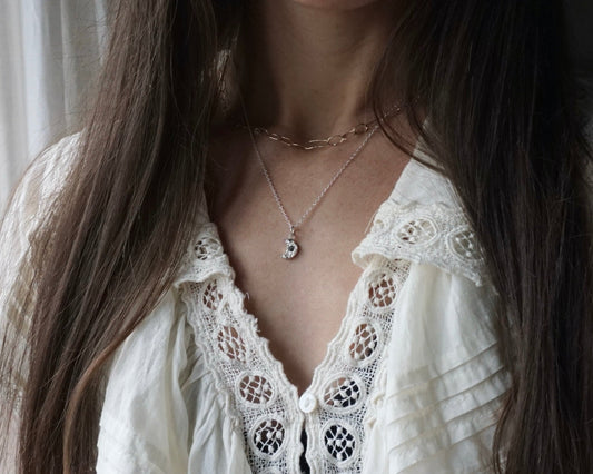 Mini Sapphire & Ruby Moon Necklaces - Melissa Yarlett Jewellery