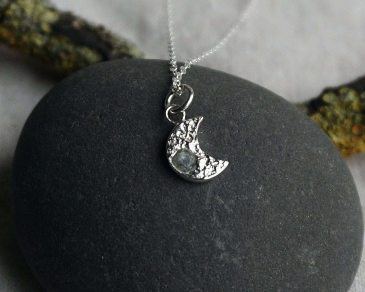 Mini Sapphire & Ruby Moon Necklaces - Melissa Yarlett Jewellery