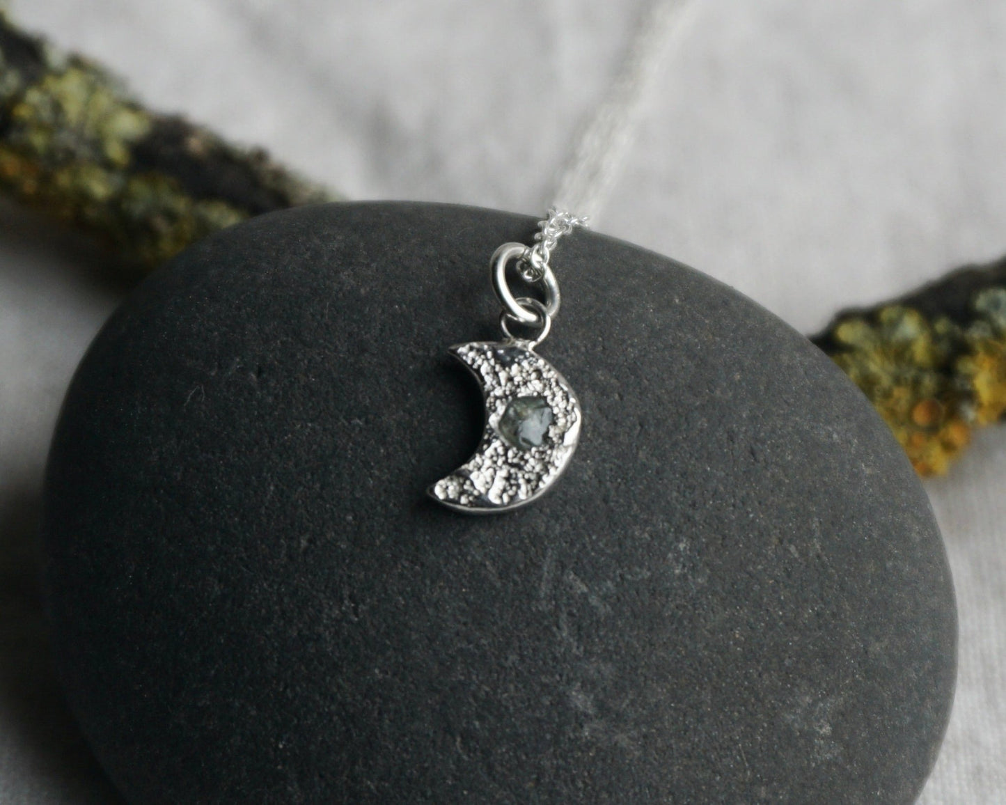 Mini Sapphire & Ruby Moon Necklaces - Melissa Yarlett Jewellery