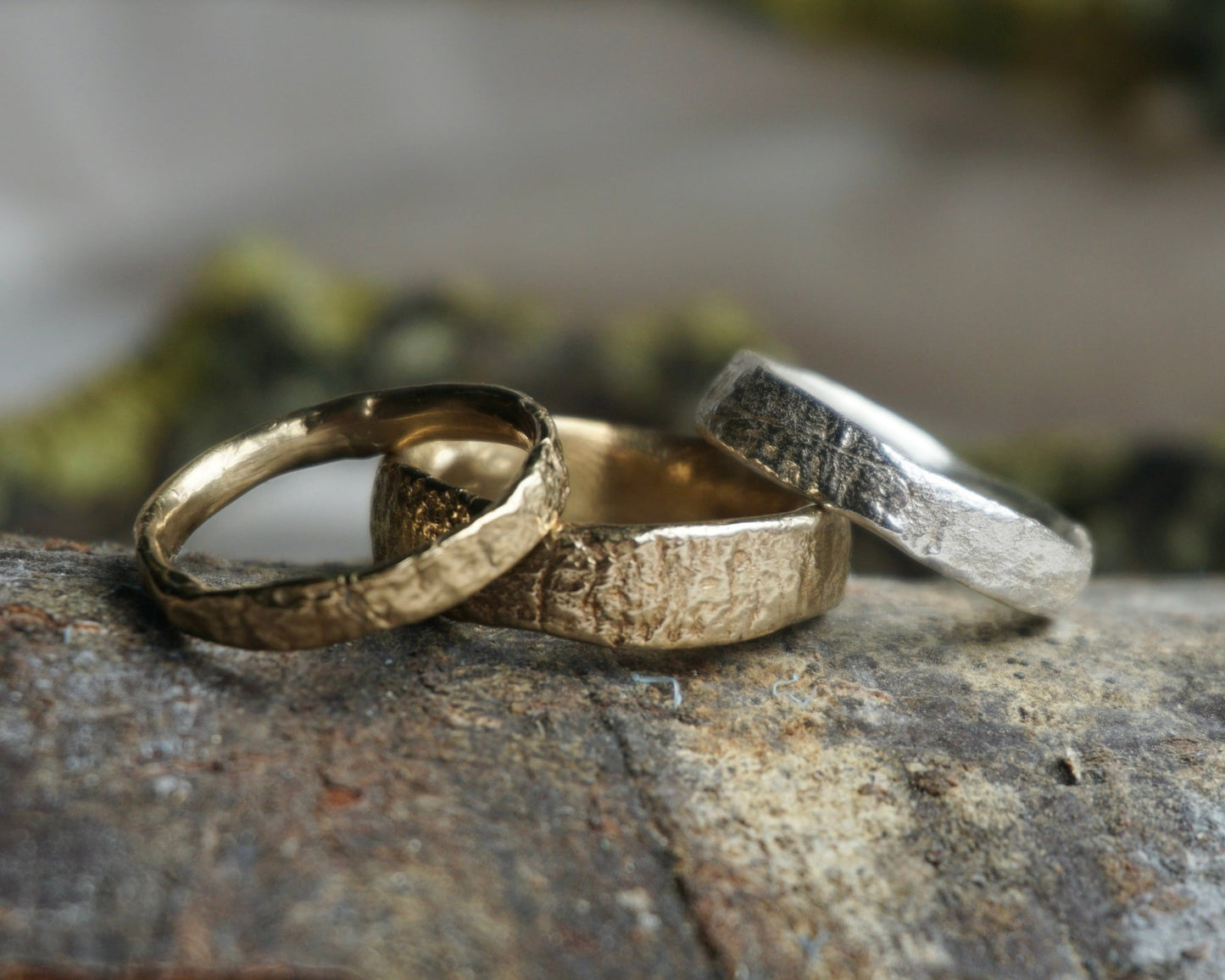 Treefolk Bark Textured Ring Bands - Silver - Melissa Yarlett Jewelleryring