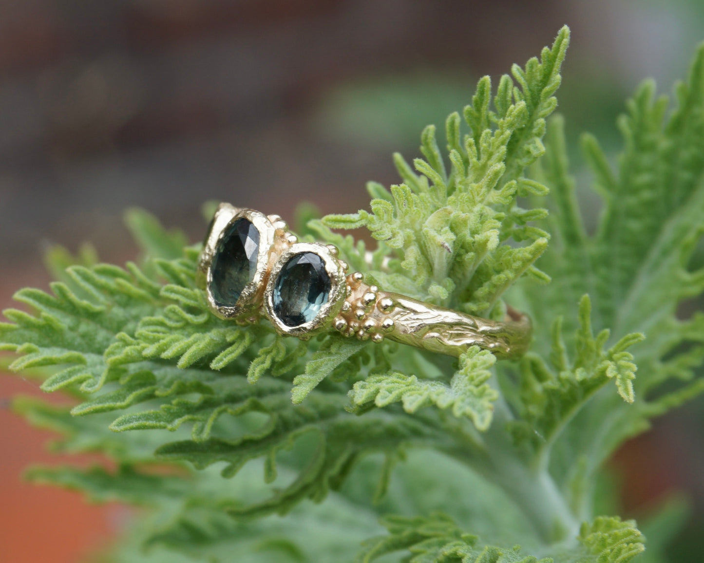 Faerie pool Teal & Green Sapphire Engagement Ring