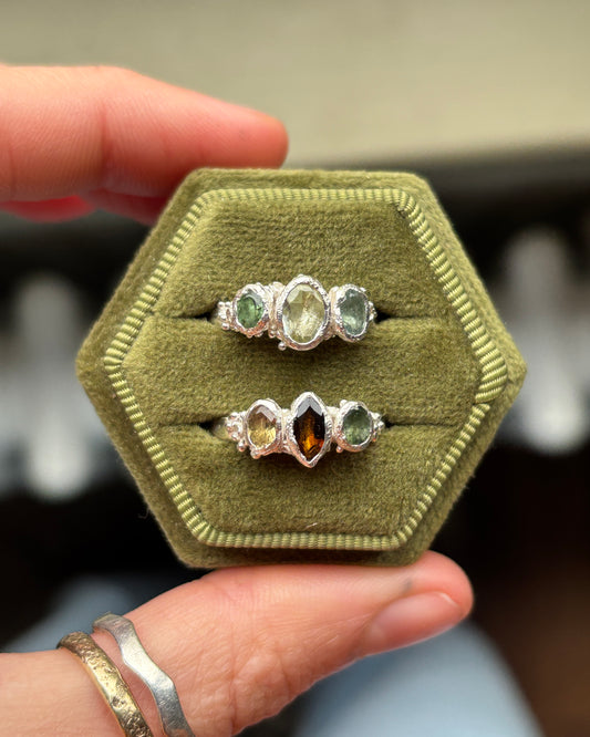 Earth ~ Brown & Green Tourmaline Ring