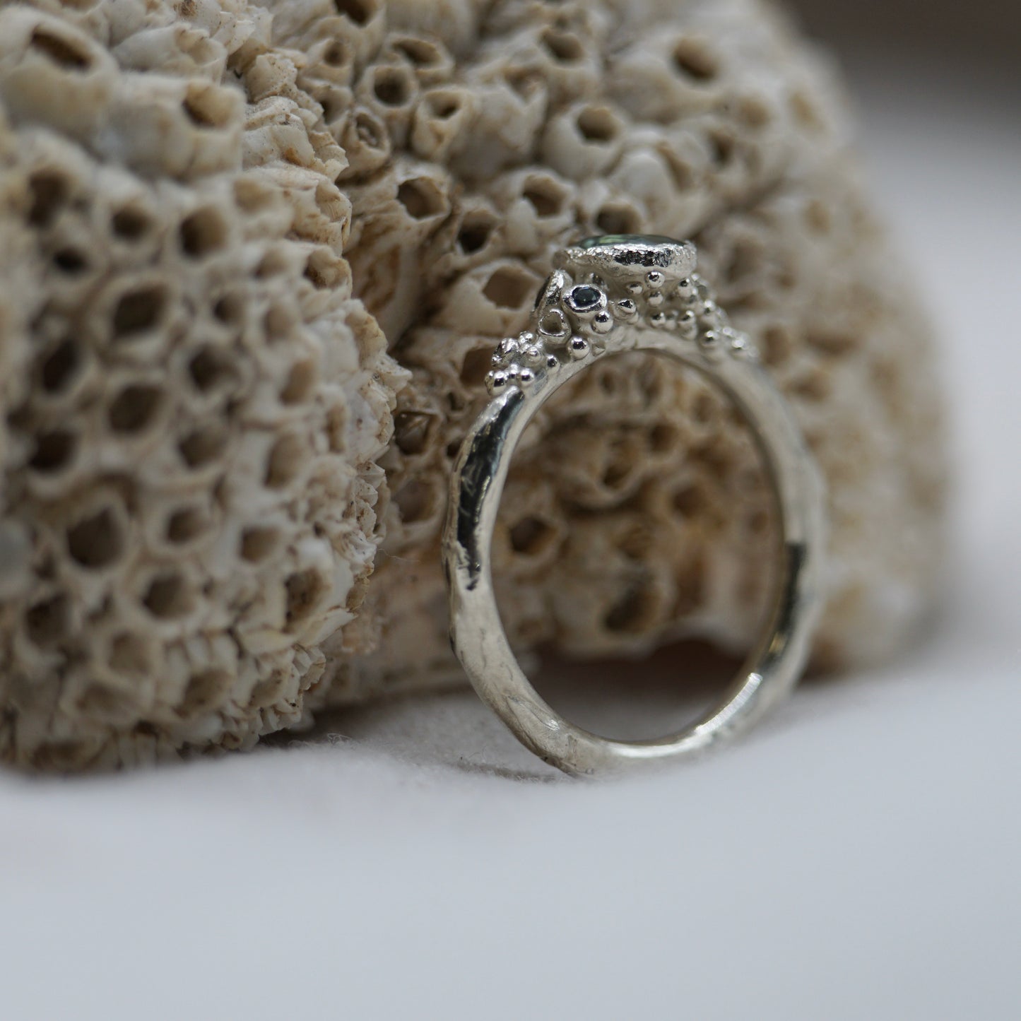 Oceana ~ Teal Blue sapphire Ring ~