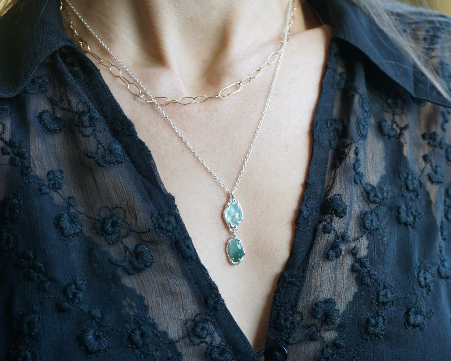 River ~ Blue Tourmaline Charm Necklace