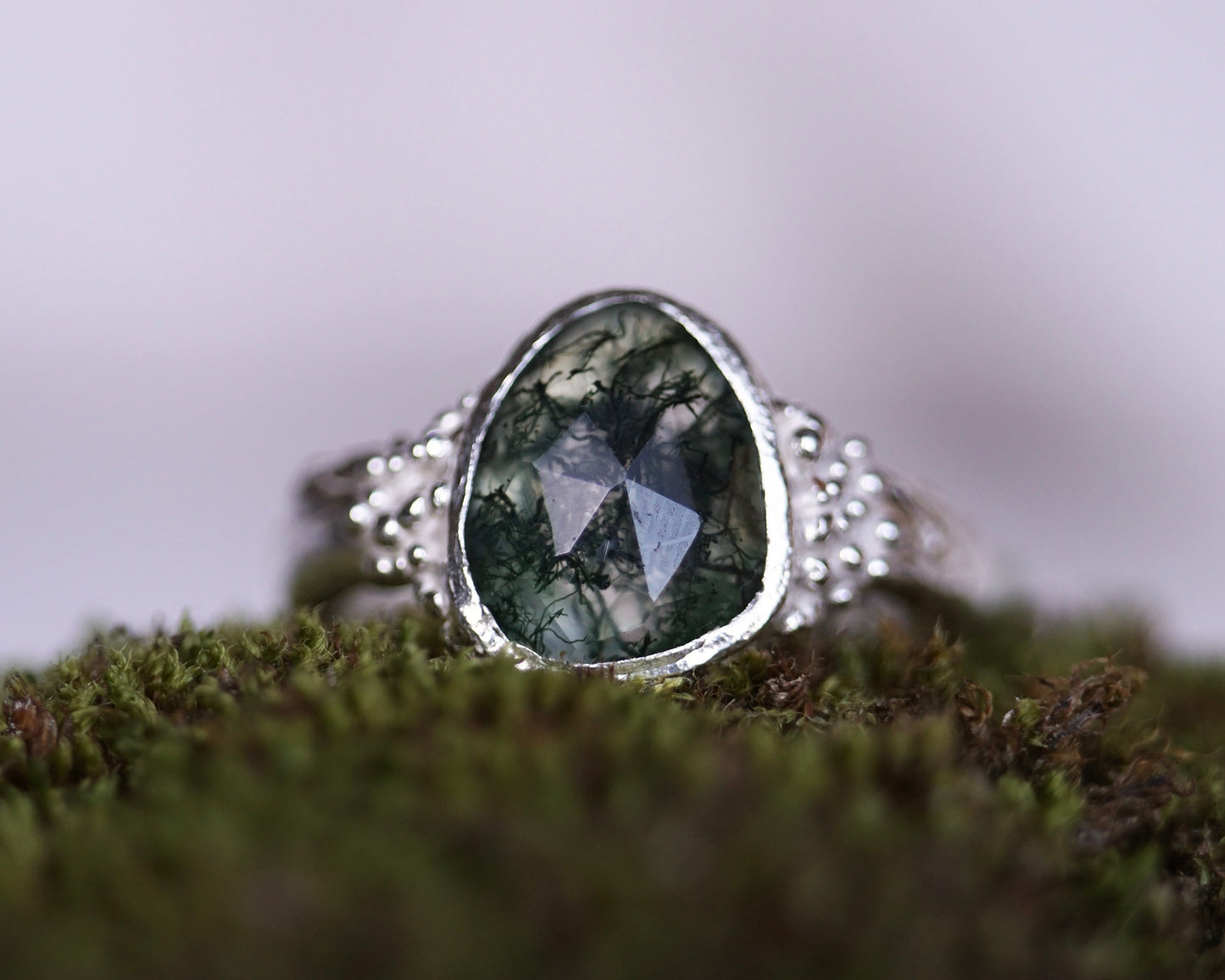 Greenman ~ Moss Agate Ring