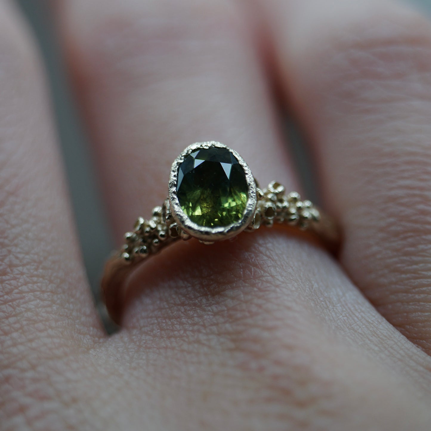 Ancient Oak ~ Green Sapphire Ring