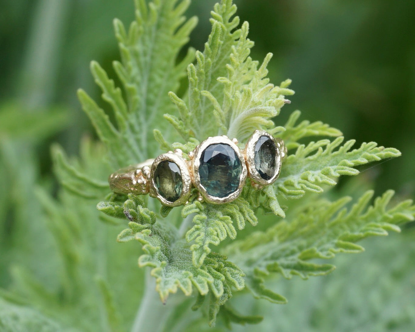 Faerie pool Teal & Green Sapphire Engagement Ring