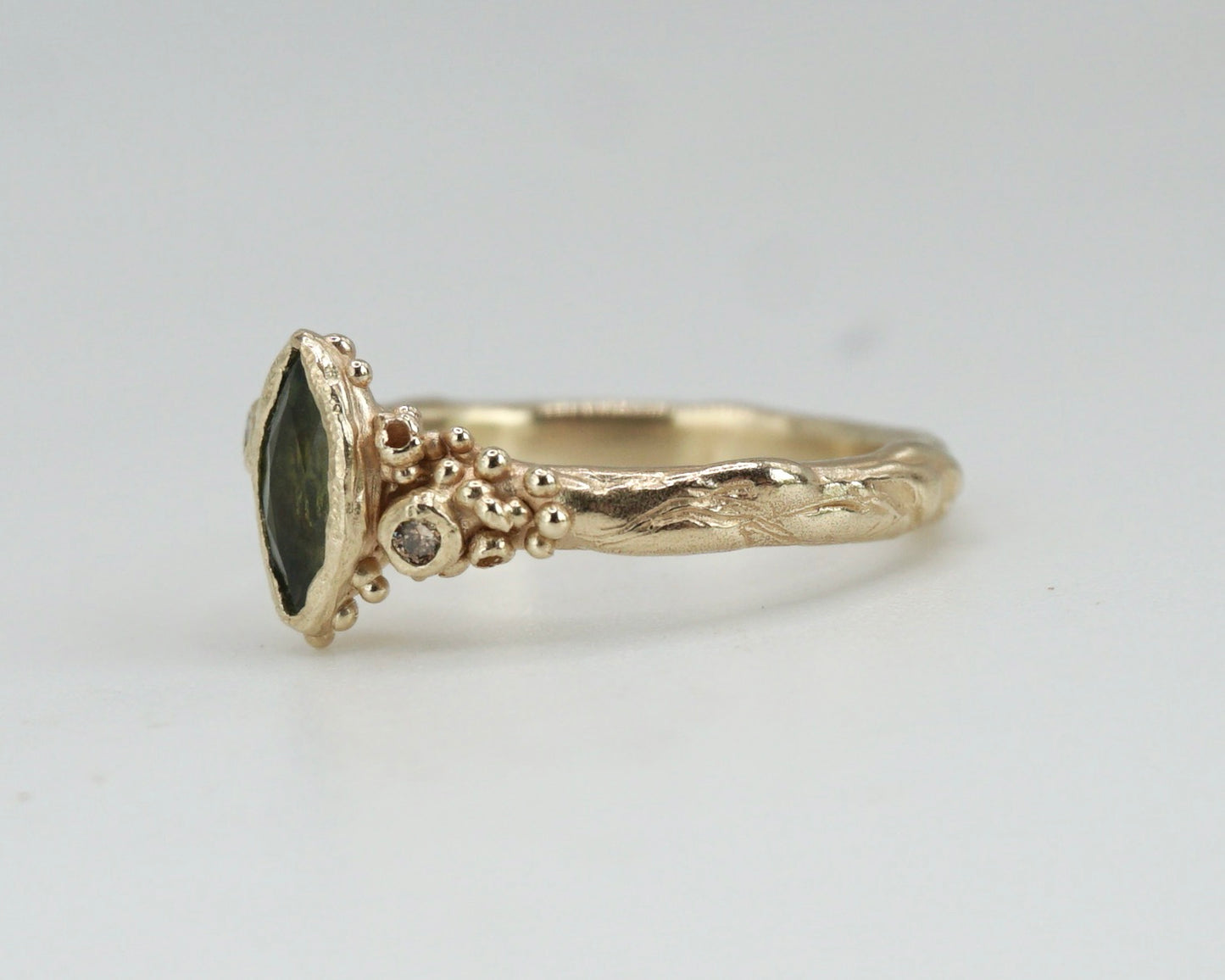 Freyja Green Sapphire & Diamond Engagement Ring