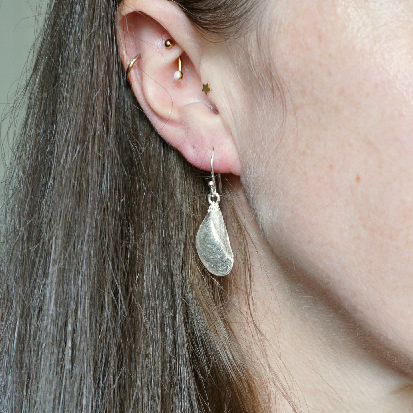 Enamelled Mussel Shell Drop Earrings