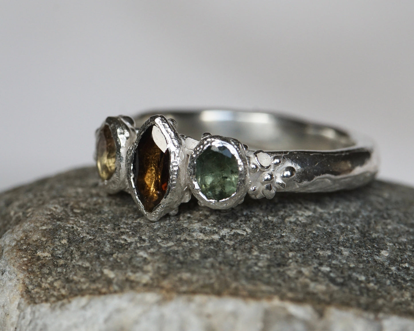 Earth ~ Brown & Green Tourmaline Ring