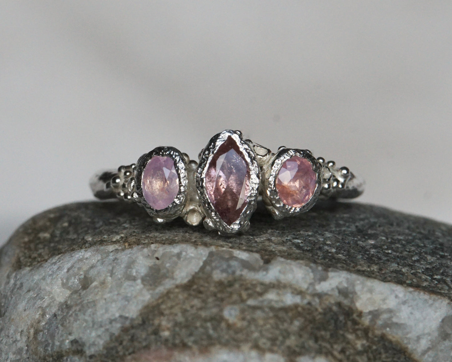 Aura ~ Pink Tourmaline & Sapphire Ring