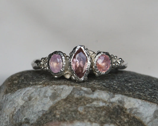 Aura ~ Pink Tourmaline & Sapphire Ring