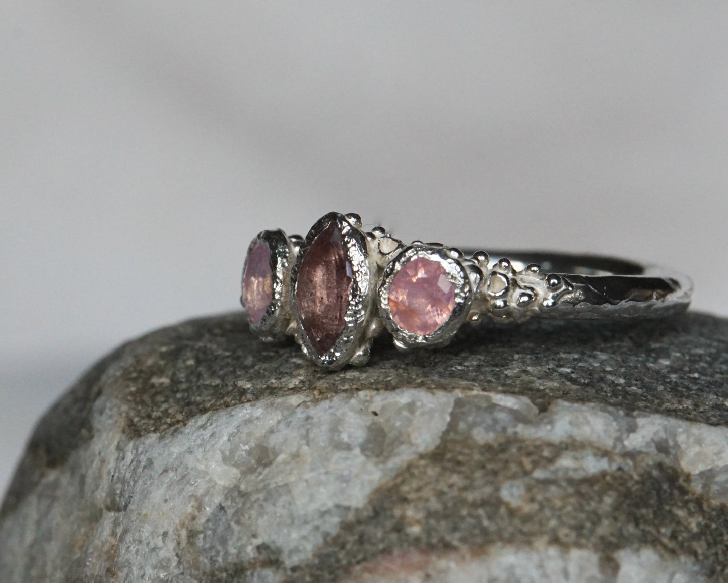 Aura ~ Pink Tourmaline & Sapphire Ring