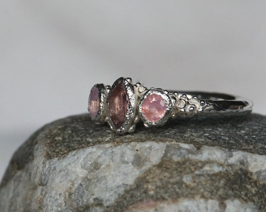 Aura ~ Pink Tourmaline & Sapphire Ring