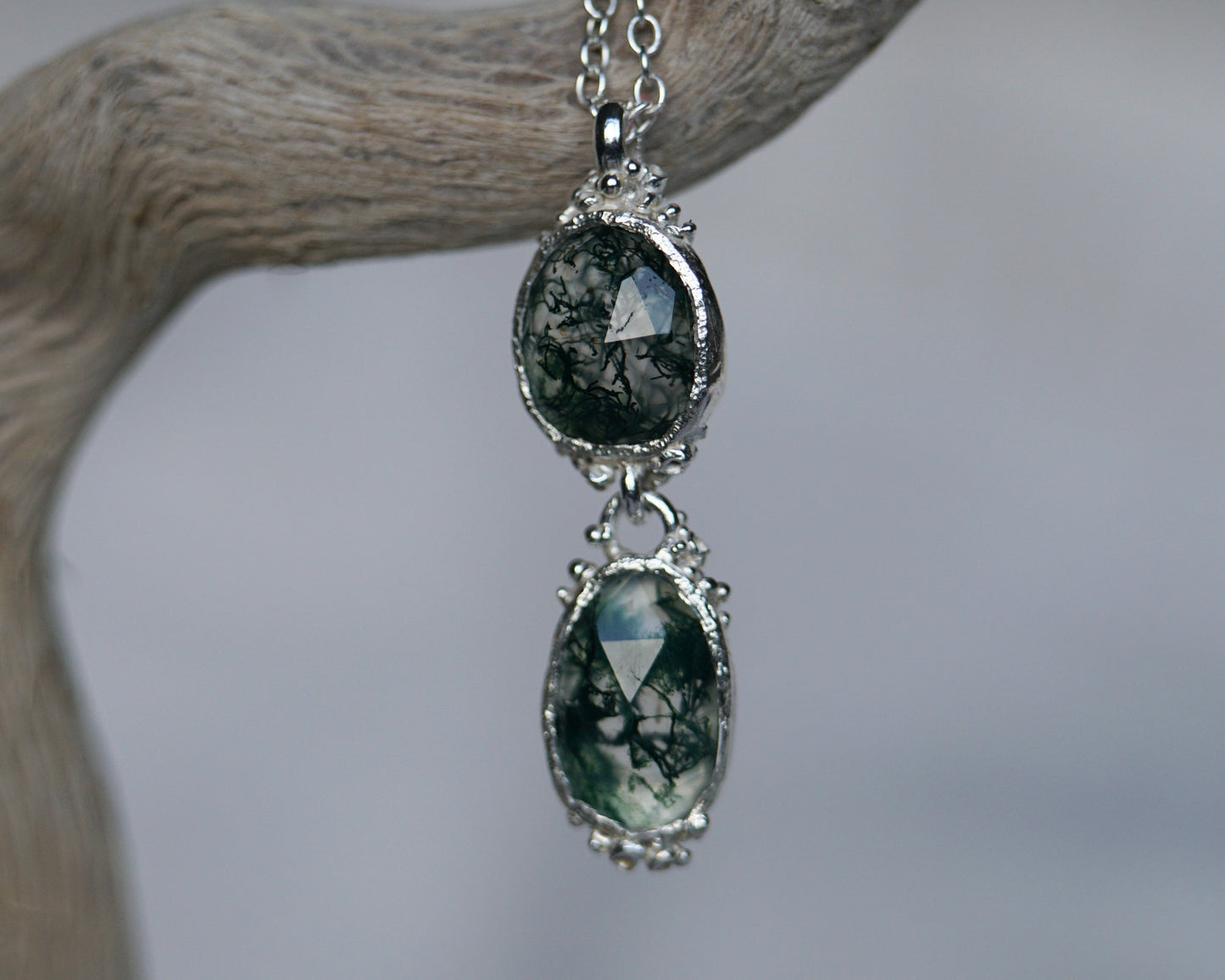 Greenman ~ Moss Agate Drop Necklaces