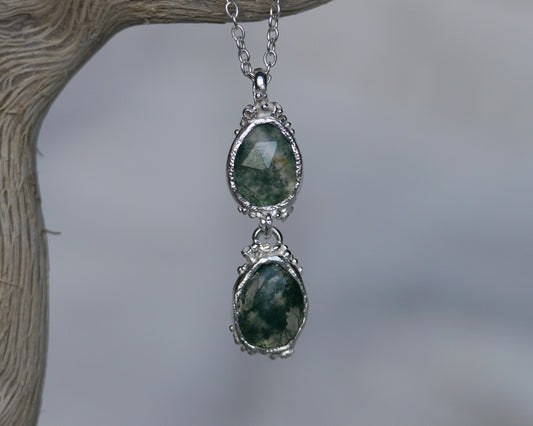 Greenman ~ Moss Agate Drop Necklaces