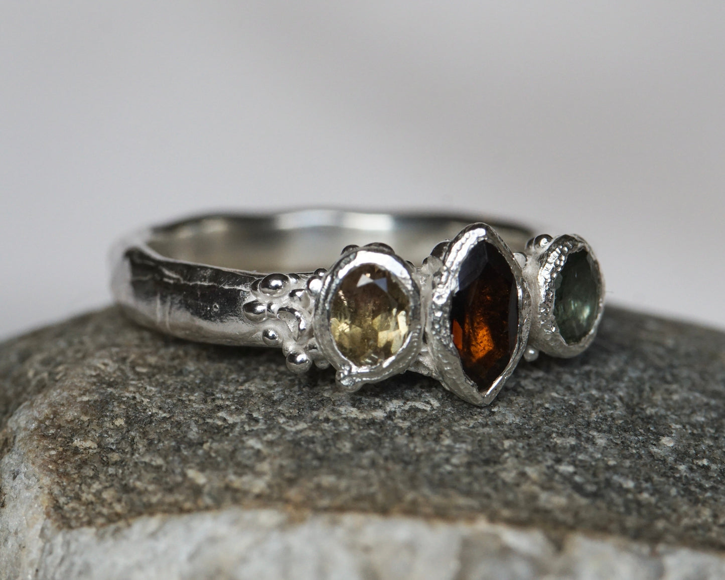 Earth ~ Brown & Green Tourmaline Ring