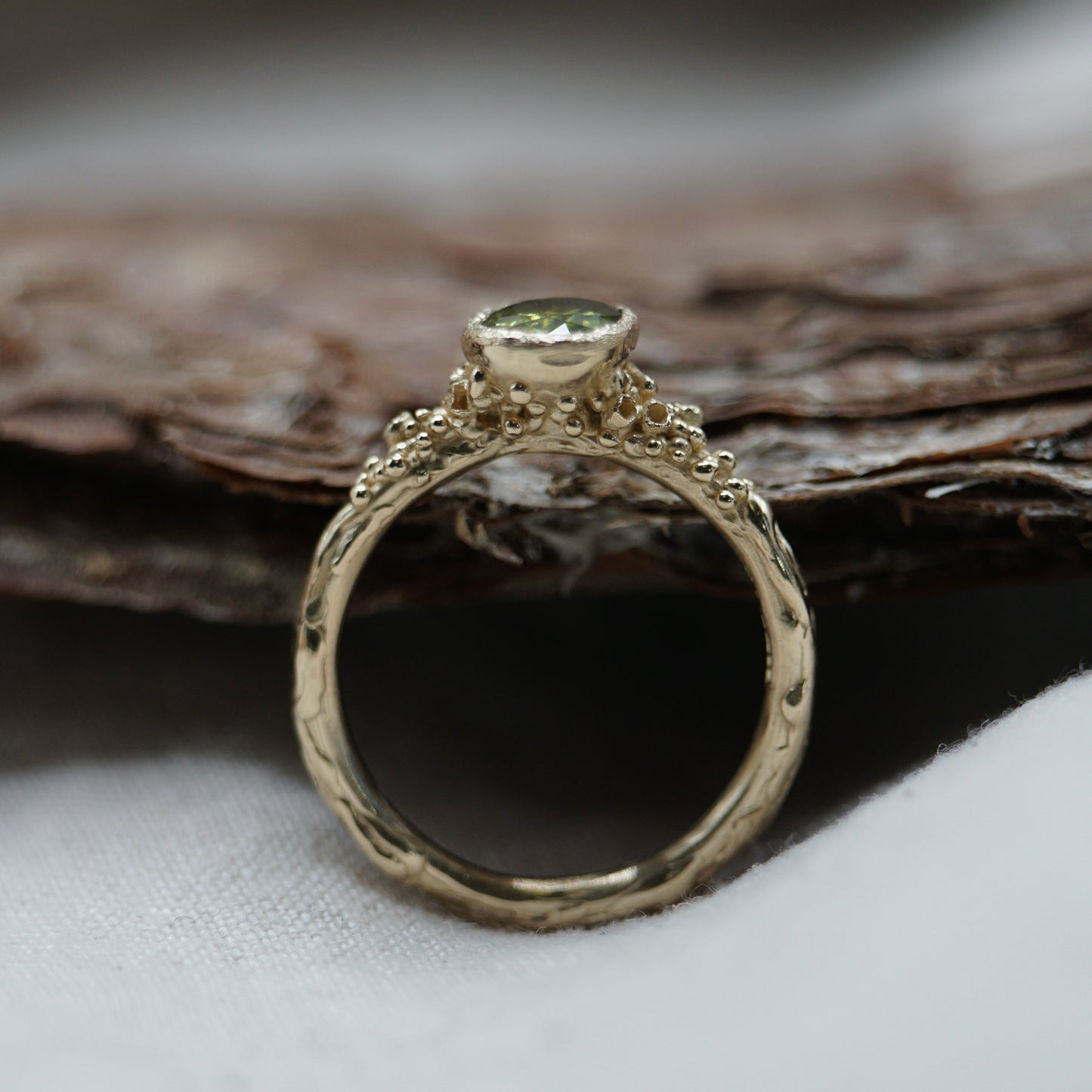 Ancient Oak ~ Green Sapphire Ring