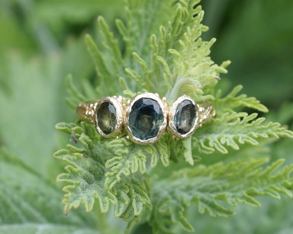 Faerie pool Teal & Green Sapphire Engagement Ring