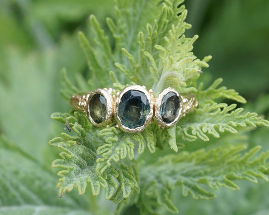 Faerie pool Teal & Green Sapphire Engagement Ring