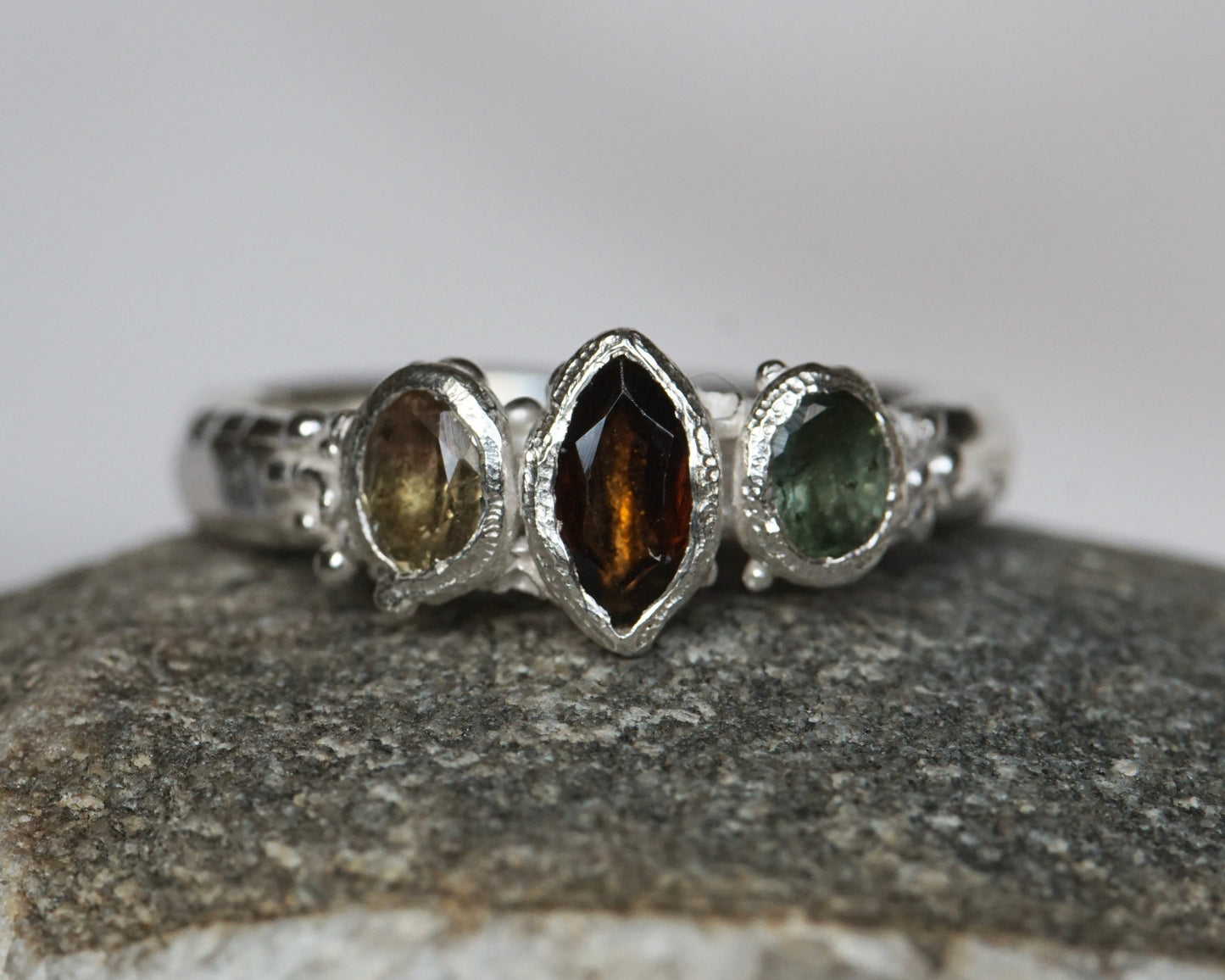 Earth ~ Brown & Green Tourmaline Ring