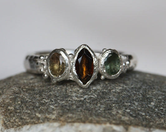 Earth ~ Brown & Green Tourmaline Ring
