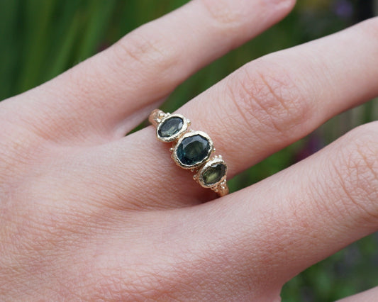Faerie pool Teal & Green Sapphire Engagement Ring
