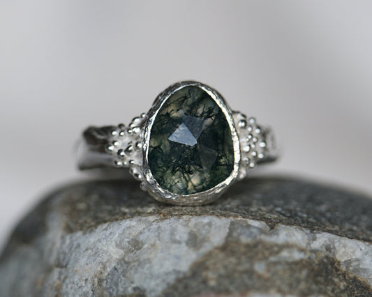 Greenman ~ Moss Agate Ring