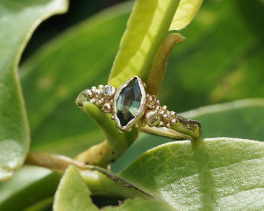 Freyja Green Sapphire & Diamond Engagement Ring