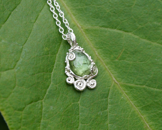 Green Tourmaline Spiral Furn Necklace