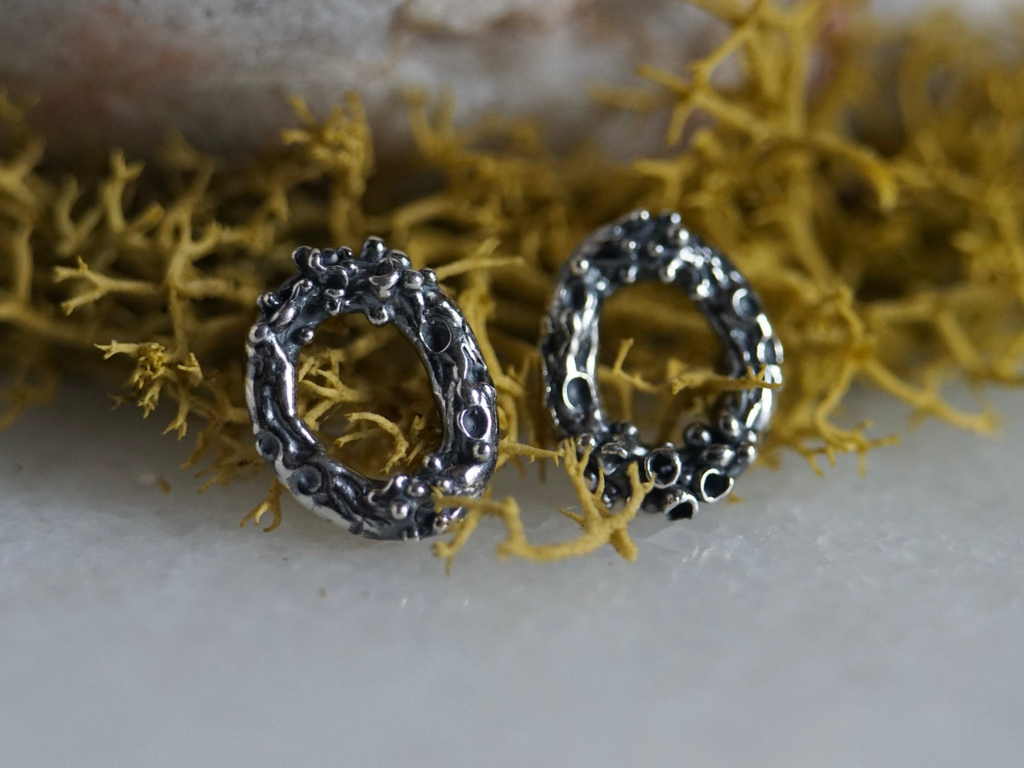 Lichen Circle Stud Earrings ~ Large - Melissa Yarlett Jewelleryearrings