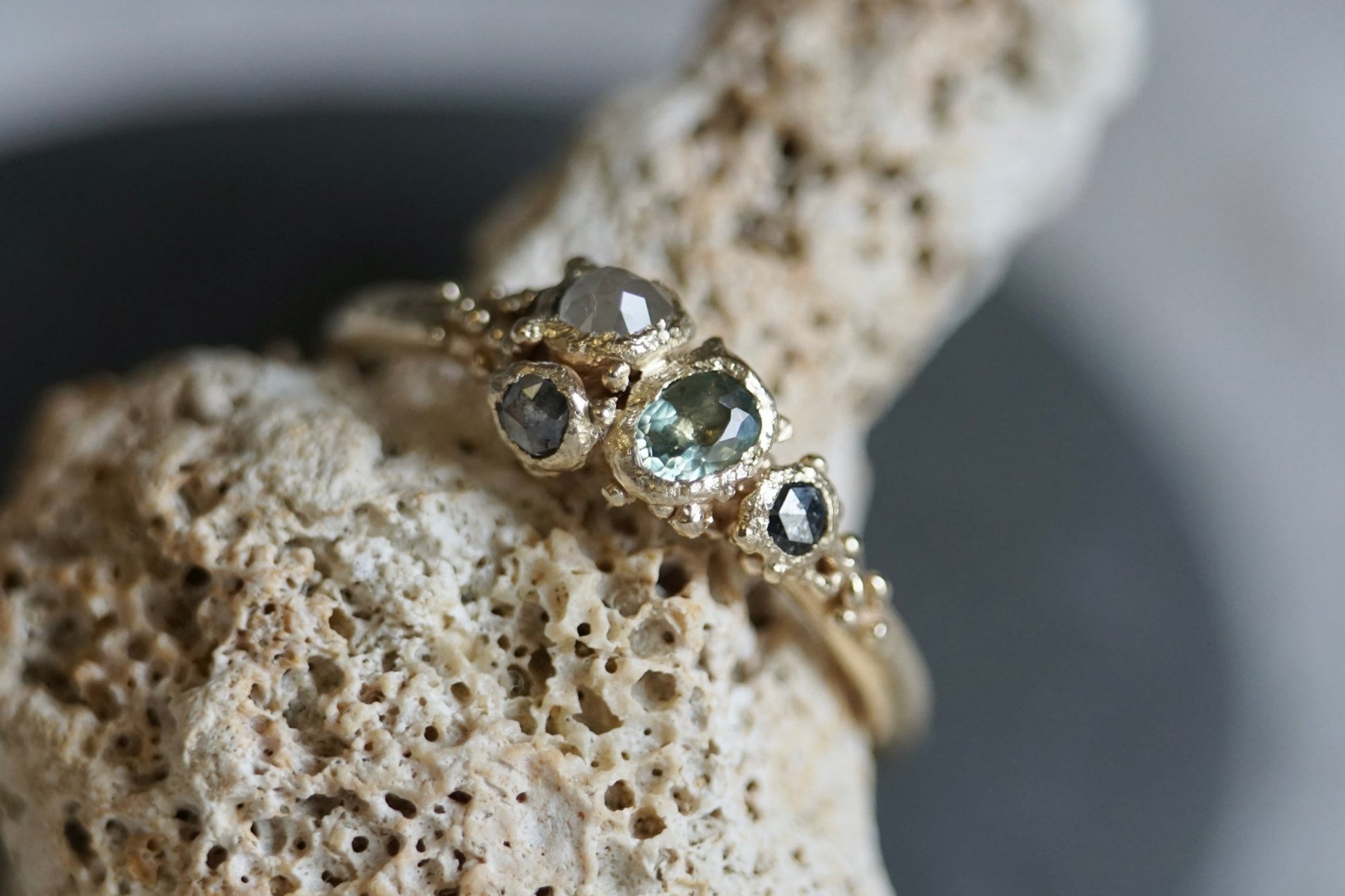 Amatheia Green Sapphire & Diamond Ring - Melissa Yarlett Jewellery