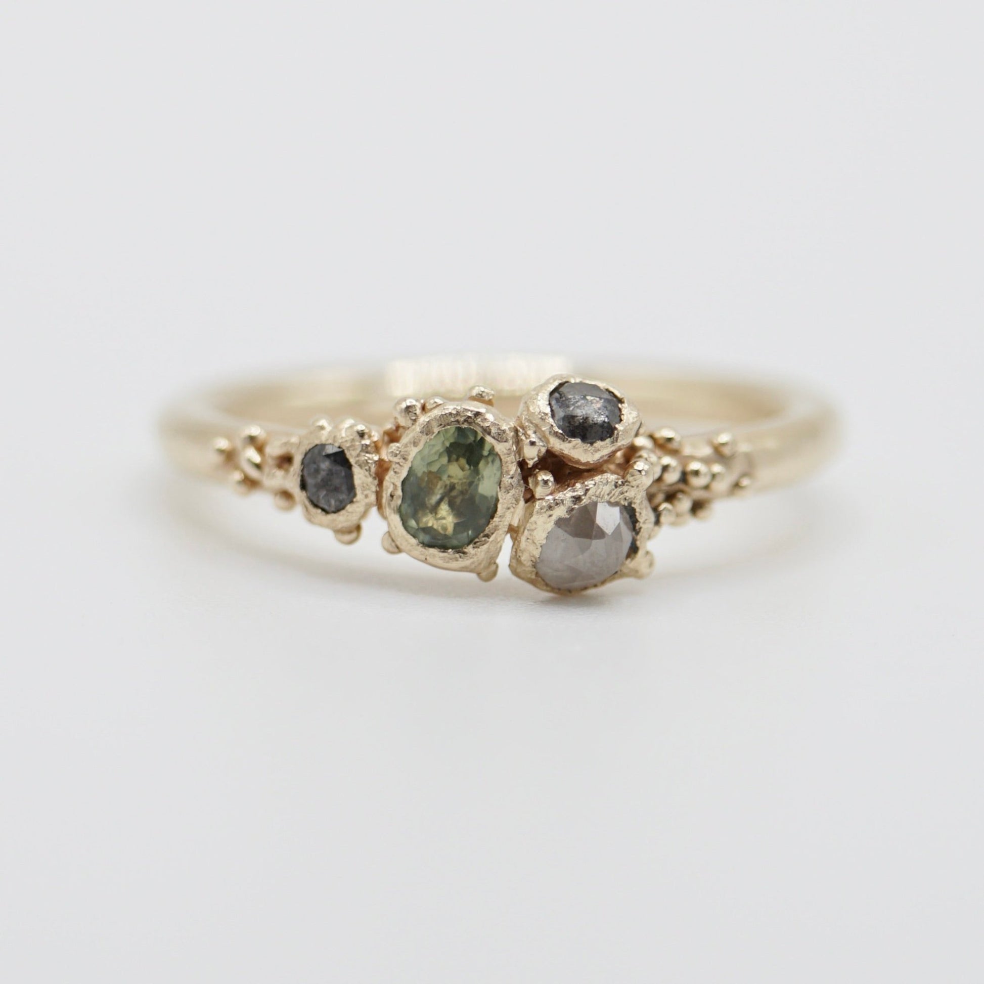 Amatheia Green Sapphire & Diamond Ring - Melissa Yarlett Jewellery