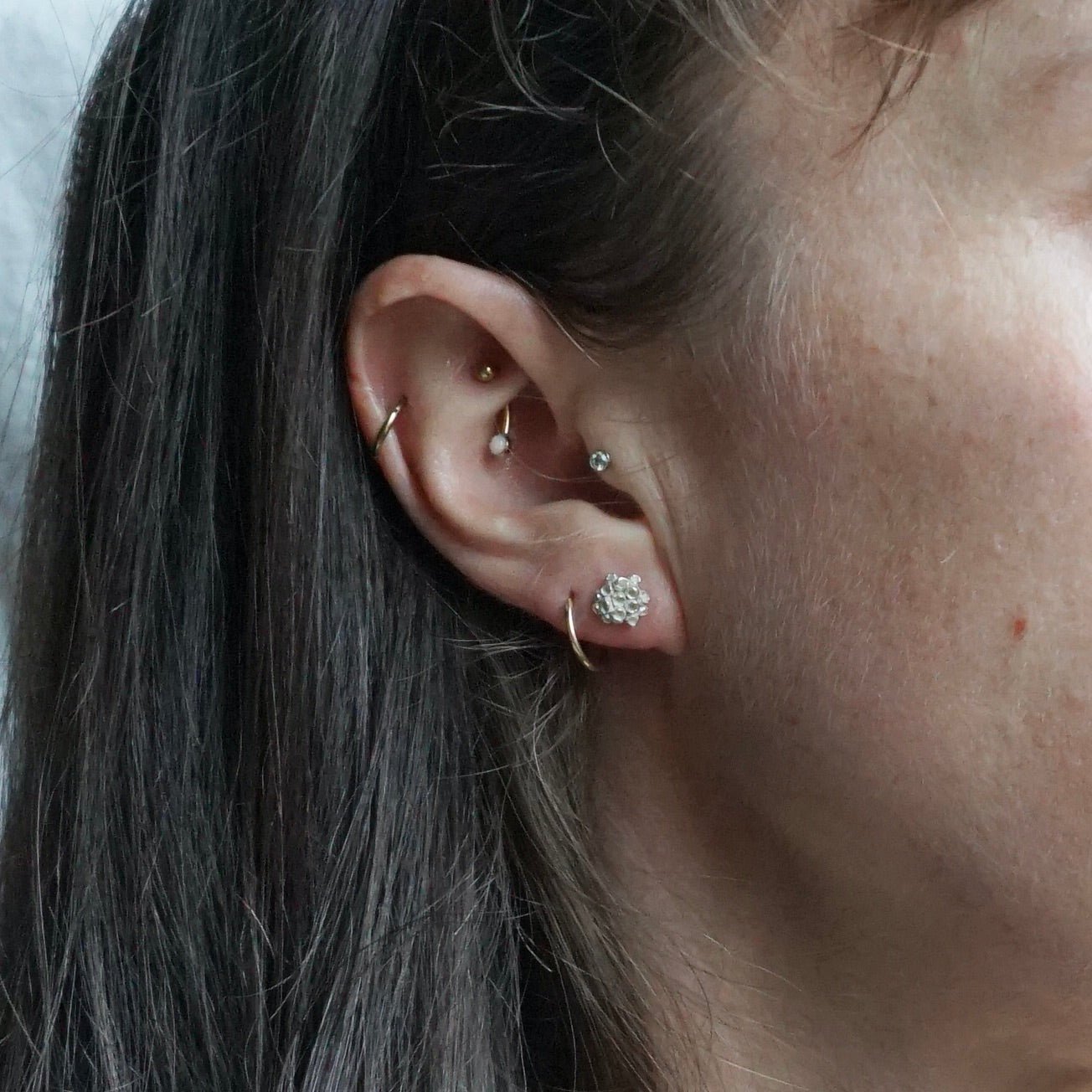 Green man Forest Stud Earrings Silver - Melissa Yarlett Jewellery